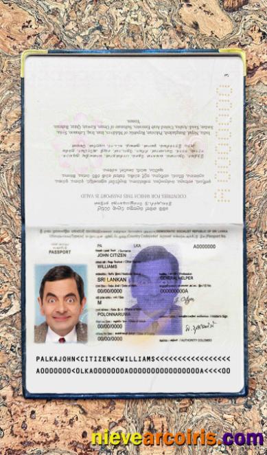 Sri Lanka passport photolook